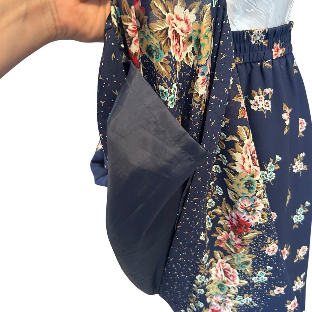 Leslie Fay Navy Floral Border Midi Skirt 16P Coastal Chic - Picture 10 of 14